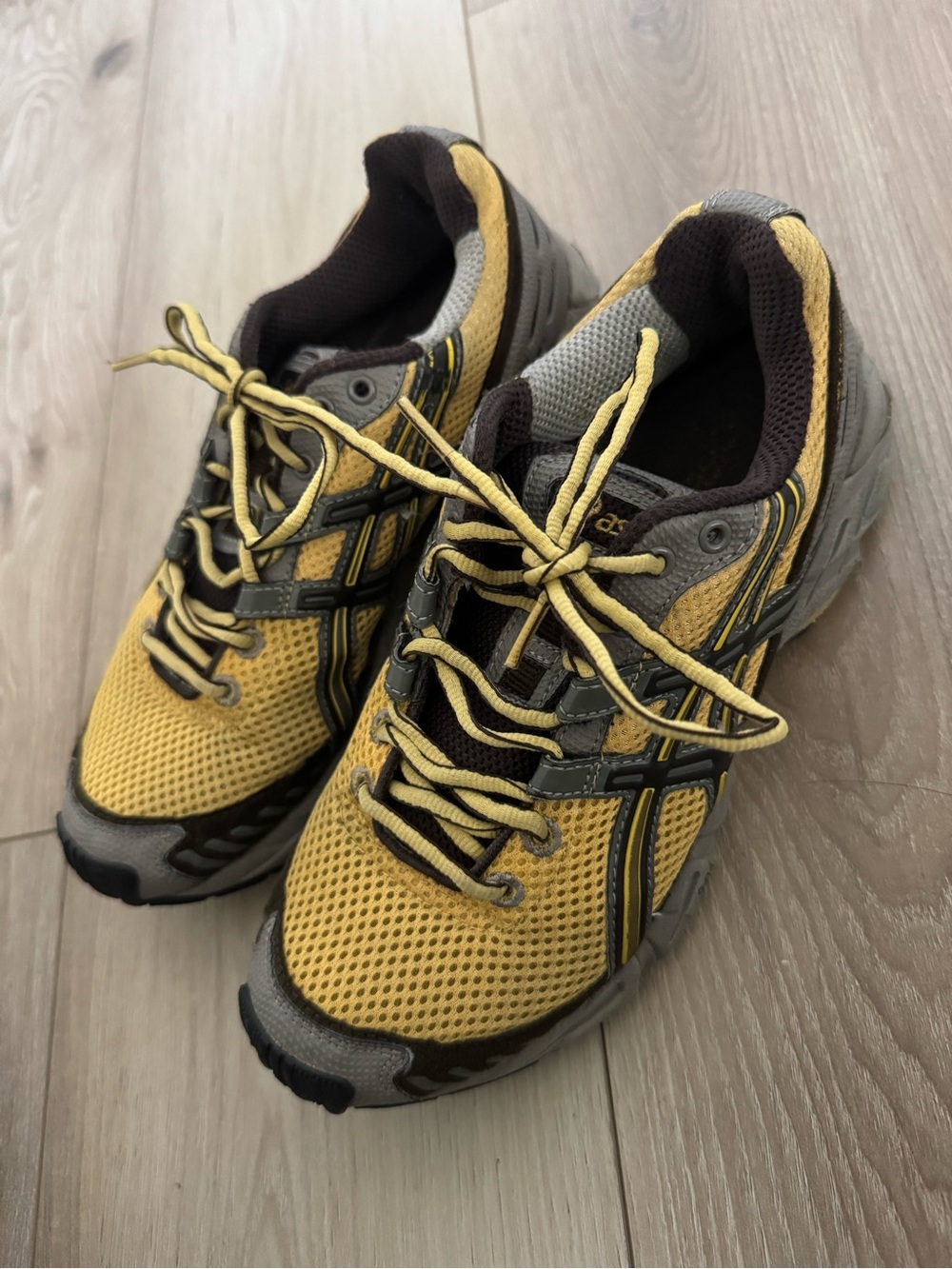 Asics Yellow and Gray Athletic Running Shoes